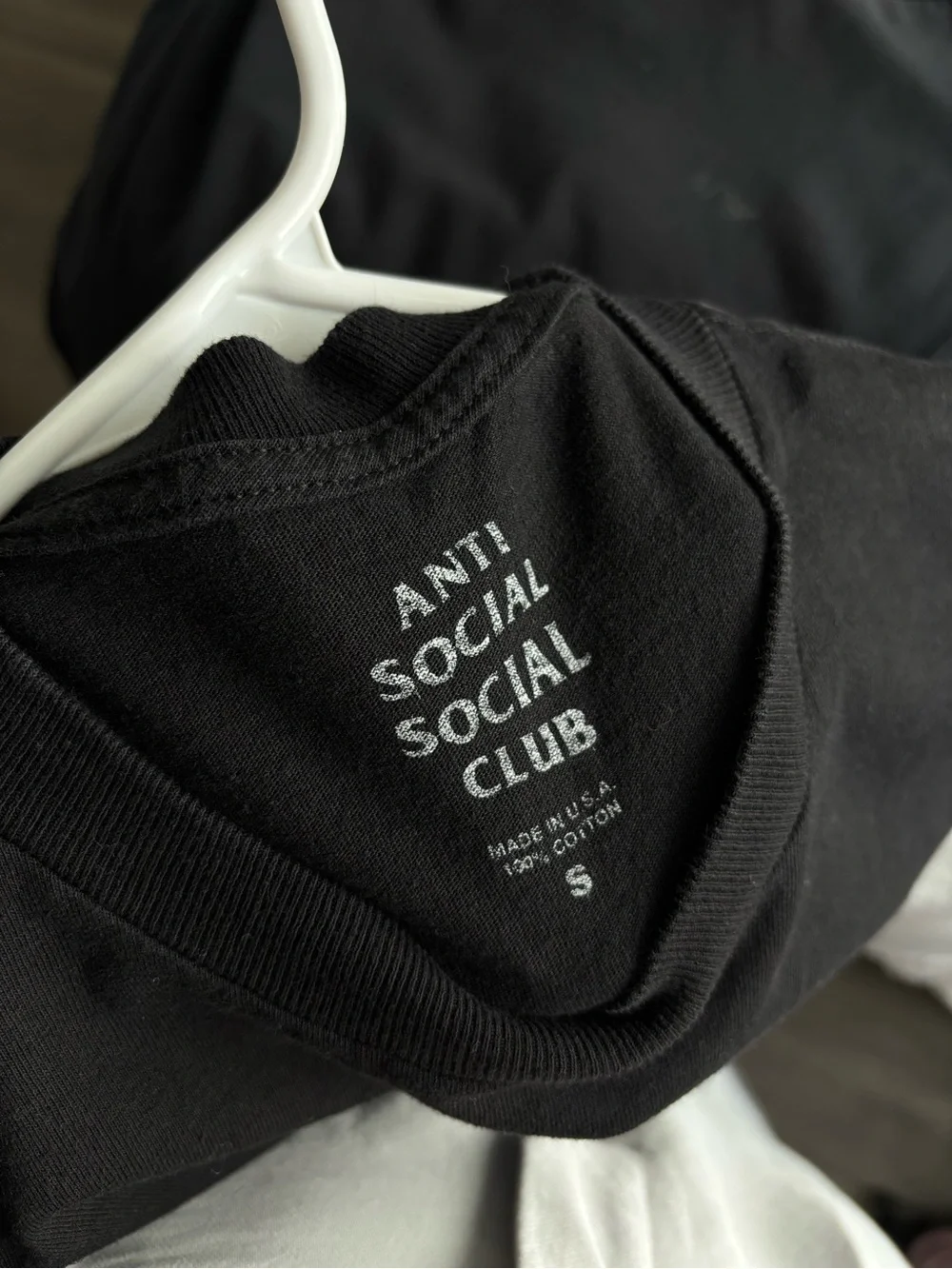 Anti Social Social Club Black Tee with White Chest Logo Size Small